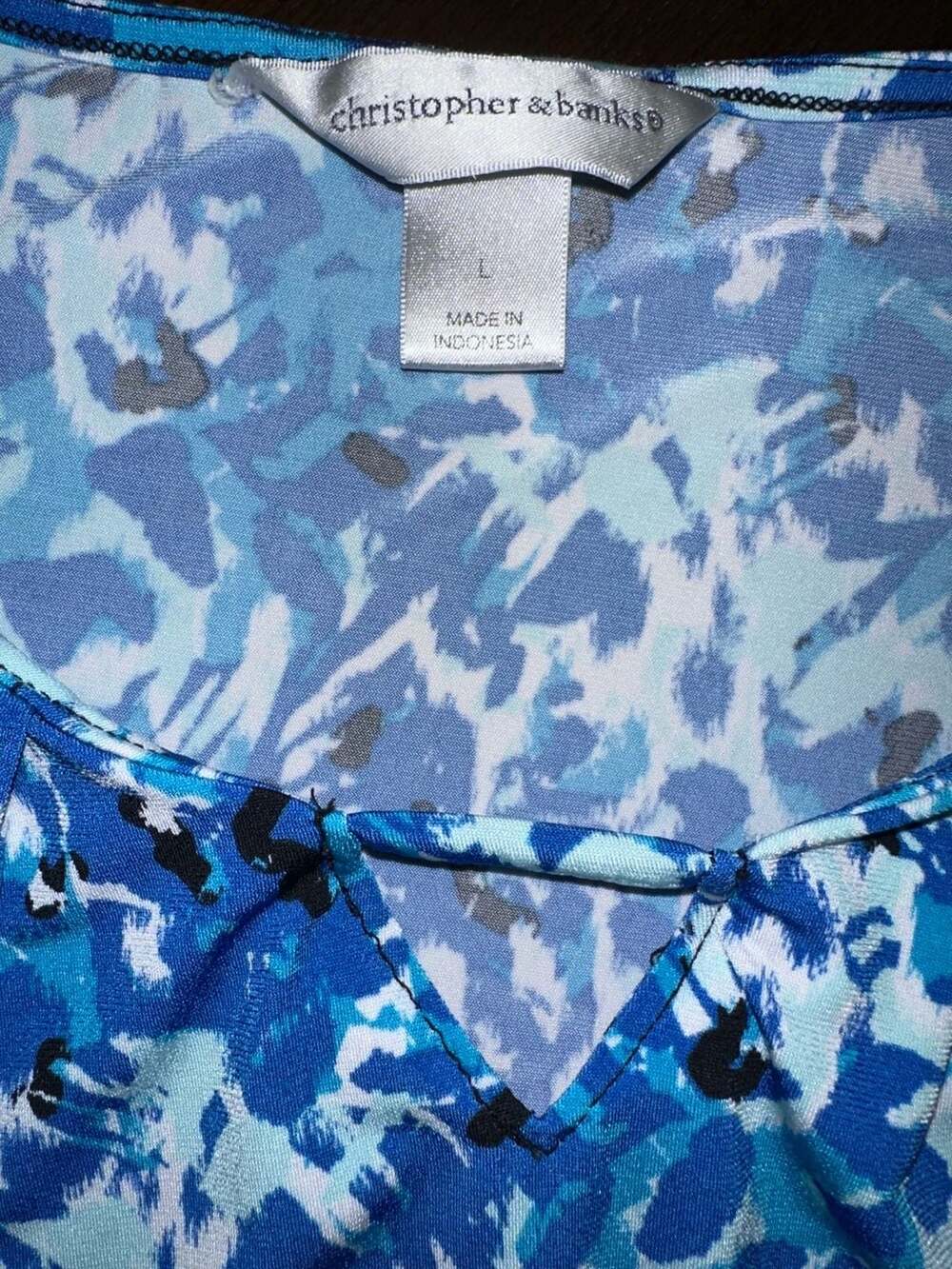 Christopher & Banks Blue Sleeveless Blouse Size L - Picture 9 of 12